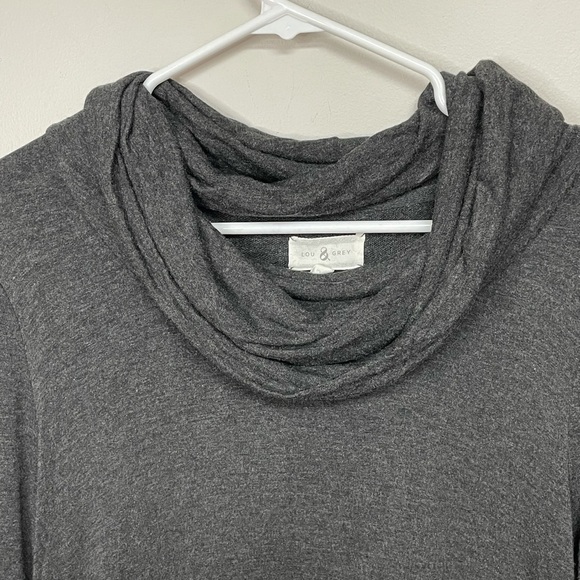 Lou & grey charcoal heather cowl neck long sleeved knit mini shift dress, medium - Picture 4 of 9